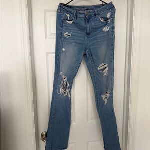 American Eagle Outfitters Light Blue Distressed Boot Cut Jeans